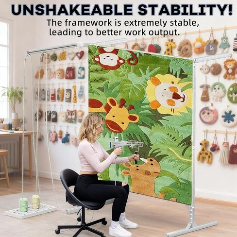 54 inch Rug Tufting Frame Kit, Aluminum Metal Frame,Primary Tufting Cloth, Adjustable Rug Tufting Frame for for Machine Embroidery, Sewing, Tapestry Making and Tufting Beginners in Kuwait