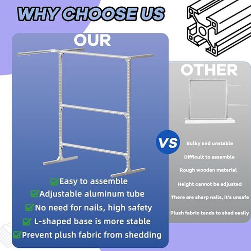 54 inch Rug Tufting Frame Kit, Aluminum Metal Frame,Primary Tufting Cloth, Adjustable Rug Tufting Frame for for Machine Embroidery, Sewing, Tapestry Making and Tufting Beginners in Kuwait