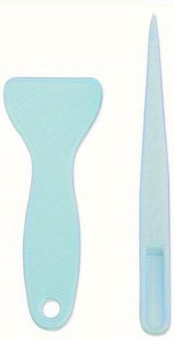 2 Pack Handicraft Tool Set, Colored Plastic Tweezers Scraper and Hard Clip, Sticker Applicator Tools for Journaling DIY Scrapbooking, Stationery Scraper for Handmade Projects (Blue 2pcs Set) in Saudi Arabia