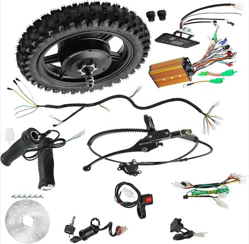 48V 800W Brushless Rear Hub Motor Wheel with Solid 2.50-10 Tire, Sine Wave Controller, LCD Display, Throttle & Disc Brake Kit for Go-Kart, Dirt Bike, Mini Bike, Motorcycle in Kuwait