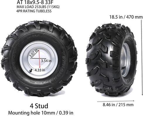 مجموعة المحور الخلفي مقاس 32 بوصة مع إطارات وعجلات بدون أنابيب مقاس 18 × 9.5-8 وقرص فرامل ومحور ضرس لعربات الذهاب والمركبات الرباعية والدراجات الرباعية والدراجات ثلاثية الانجراف - استبدال DIY عالي التحمل in Kuwait