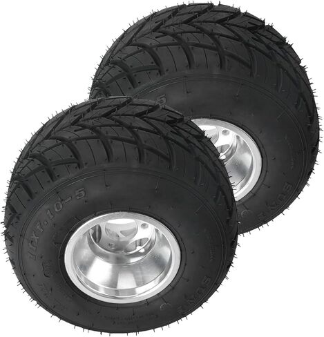 4-Pack 5'' Front & Rear Tubeless Tires with Front 10x4.50-5 and Rear 11x7.10-5 Wheels, 50mm Hub Mount, 17mm/24mm Hub Bore for Go Kart, ATV, Quad, 4-Wheeler in Kuwait