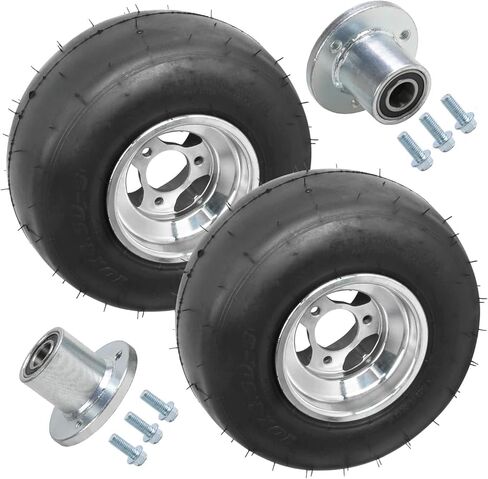 عجلات وإطارات Go Kart مقاس 10x4.50-5، إطارات من سبائك الألومنيوم مكونة من قطعتين + إطارات مطاطية ناعمة بدون أنابيب مكونة من 4 طبقات مع محاور أمامية 3 مسامير 23T مقاس 17 مم لدراجات الانجراف ومركبات ATV والسباق in Kuwait