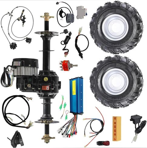 عجلات Go Kart مقاس 8 بوصات 18x9.50-8 ومجموعة محور تفاضلي خلفي 40 بوصة، محرك بدون فرش بقوة 48 فولت 1000 وات مع وحدة تحكم ومقياس ودواسة وفرامل لمركبة ATV UTV Drift Trike Quad Buggy 4 Wheeler in Kuwait