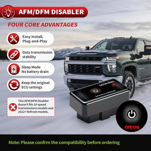 AFM Disabler 5.3 Silverado Active Fuel Management حذف AFM/DFM Disabler مع التشغيل | زر إيقاف التشغيل متوافق مع محركات V6 وV8 GM (Chevy GMC Sierra GMC Yukon Cadillac Escalade إلخ) 4.3L 5.3L 6.0L 6.2L in Kuwait