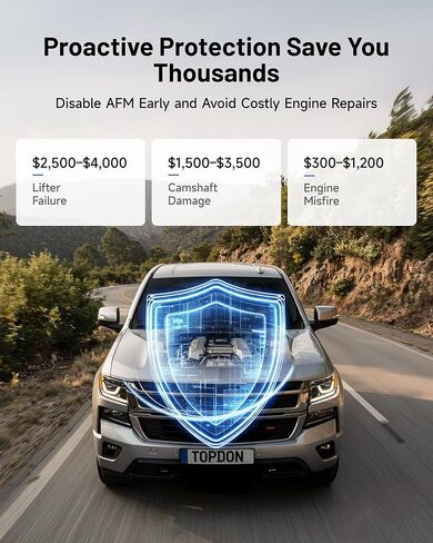 TOPDON AFM DFM Disabler، إدارة الوقود النشطة V6 V8 (Chevy GMC Silverado 1500 Sierra Yukon Escalade إلخ) 4.3L 5.3L 6.0L 6.2L، التوصيل والتشغيل Obd2 Smart Sleep NFC Gray in Kuwait