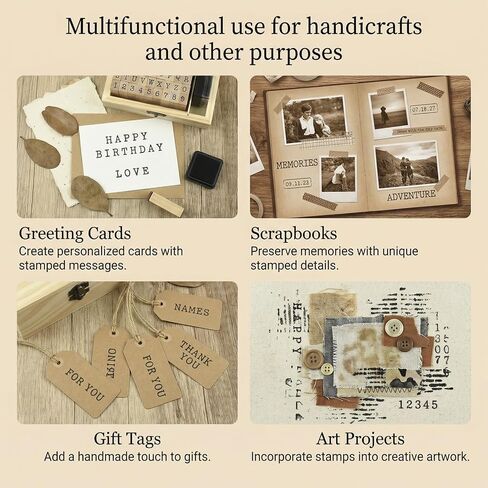 36 Pcs Alphabet Number Stamps - Wooden Rubber Vintage Design with Storage Box, Clear Printing for DIY Craft Scrapbooking Card Making in Kuwait