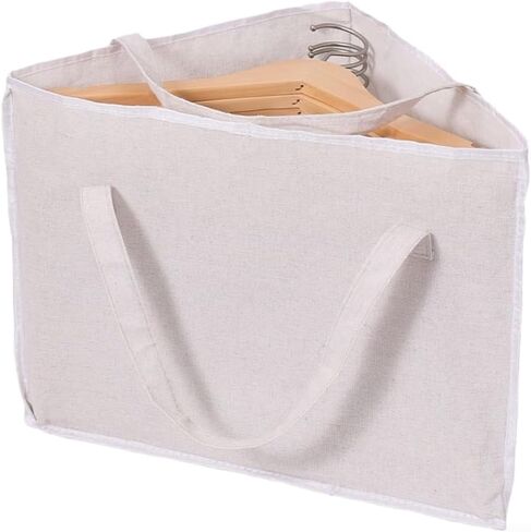 Large Capacity Triangle Hanger Storage Bag, Cotton Linen Foldable Organizer with Handles Closet, Balcony & Bathroom, Moisture-Proof Space Saving Laundry Bag, 46x34x34cm(Black) in Saudi Arabia