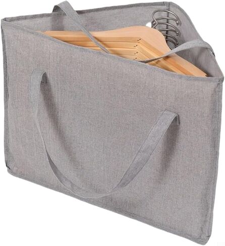 Large Capacity Triangle Hanger Storage Bag, Cotton Linen Foldable Organizer with Handles Closet, Balcony & Bathroom, Moisture-Proof Space Saving Laundry Bag, 46x34x34cm(Black) in Saudi Arabia
