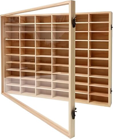 Wooden Storage Display Shelf with Dust Resistant Acrylic Door Model Car Storage Cabinet 1:64 Scale Model Car Display Organizer Store Up to 50 Mini Cars in Kuwait