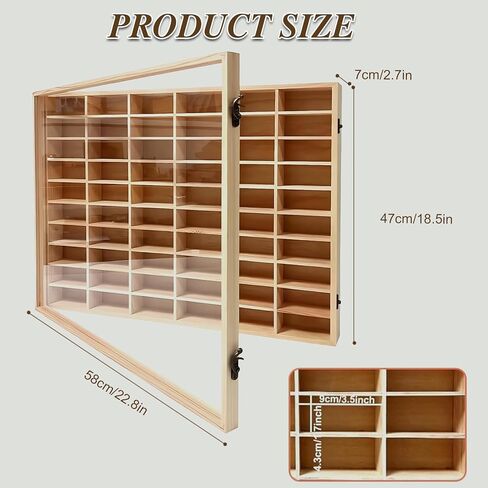 Wooden Storage Display Shelf with Dust Resistant Acrylic Door Model Car Storage Cabinet 1:64 Scale Model Car Display Organizer Store Up to 50 Mini Cars in Kuwait
