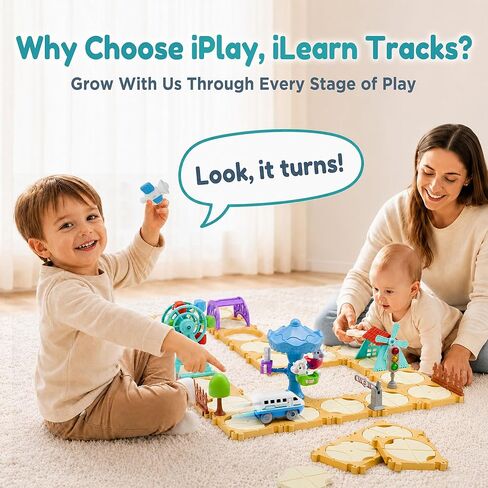 iPlay، iLearn 125 قطعة ألعاب لغز مسار السباق للأطفال من سن 3 إلى 5 سنوات، مجموعة لعب مسار السيارة اللغز للأطفال الصغار مع قطار كهربائي، لعبة تجميع العلوم والتكنولوجيا والهندسة والرياضيات، هدايا عيد ميلاد رائعة 4 6 7 8 سنوات صبي فتاة in Kuwait