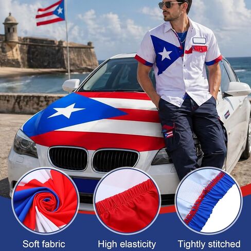 1 Pack Puerto Rico Flag Car Hood Cover 250th Anniversary Weatherproof Car Cover with Adjustable Elastic Straps 63 x 47 Inch Universal Fit Engine Shield for Trucks Suvs All Seasons Outdoor in Saudi Arabia