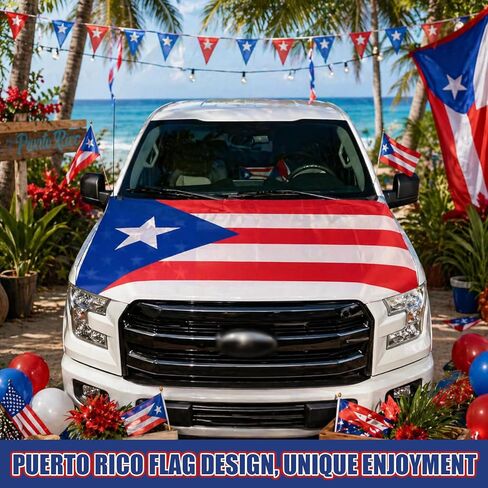 1 Pack Puerto Rico Flag Car Hood Cover 250th Anniversary Weatherproof Car Cover with Adjustable Elastic Straps 63 x 47 Inch Universal Fit Engine Shield for Trucks Suvs All Seasons Outdoor in Saudi Arabia