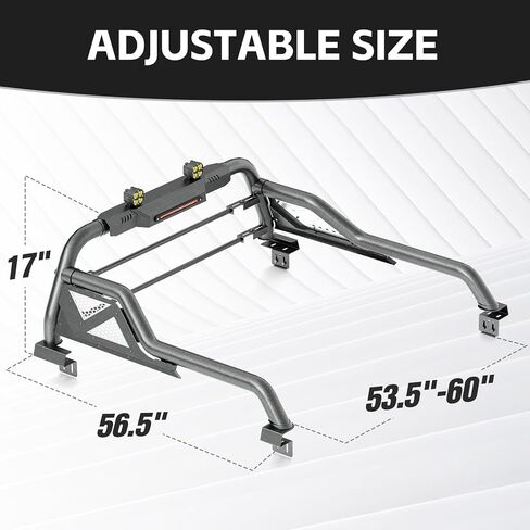 YZONA Sport Roll Bar لشاحنات الالتقاط، حامل مطاردة للسرير مقاس 53.4"-60" قابل للتعديل مع مصابيح LED متوافقة مع المصارع، كولورادو، كانيون، فرونتير، رينجر، ريدجلاين، تاكوما in Kuwait