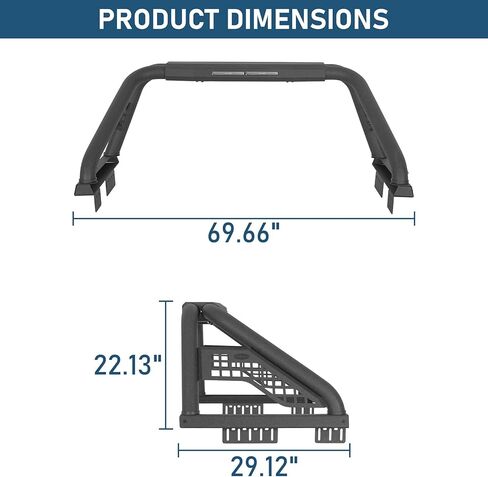 Hooke Road 22.1" High Roll Bar with LED Brake Lights for Full-Size Pickup Truck, F-150, Silverado 1500, Sierra 1500, Ram 1500, Tundra, Gladiator JT in Kuwait