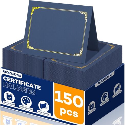 72 Packs Certificate Covers, 250gsm Navy Blue Diploma Holders with Gold Foil Border, Suitable for Inner Pages with a Size of 8.5x11 Award Certificates, Document Papers, Paper Card Stock in Kuwait