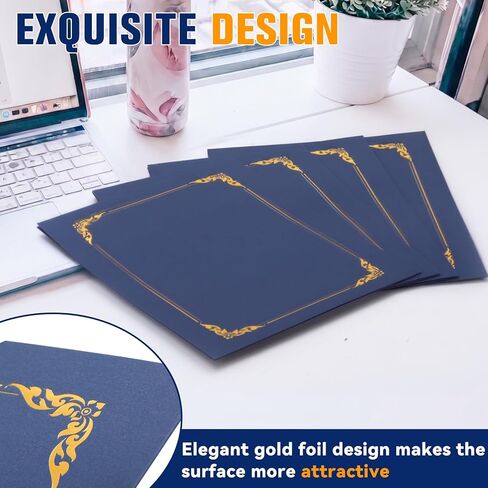 72 Packs Certificate Covers, 250gsm Navy Blue Diploma Holders with Gold Foil Border, Suitable for Inner Pages with a Size of 8.5x11 Award Certificates, Document Papers, Paper Card Stock in Kuwait