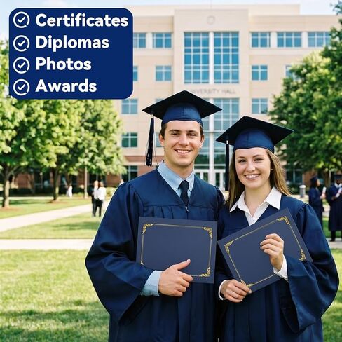 72 Packs Certificate Covers, 250gsm Navy Blue Diploma Holders with Gold Foil Border, Suitable for Inner Pages with a Size of 8.5x11 Award Certificates, Document Papers, Paper Card Stock in Kuwait