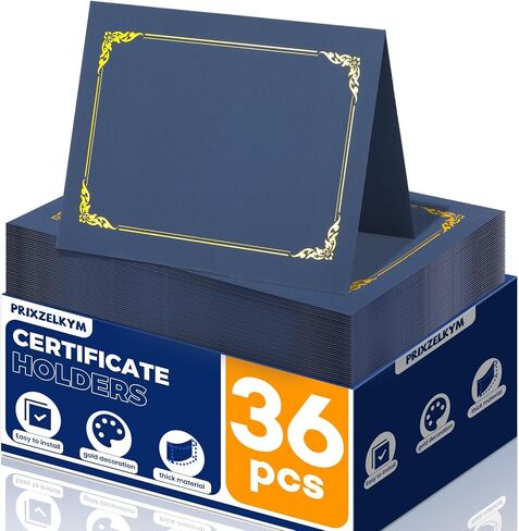 72 Packs Certificate Covers, 250gsm Navy Blue Diploma Holders with Gold Foil Border, Suitable for Inner Pages with a Size of 8.5x11 Award Certificates, Document Papers, Paper Card Stock in Kuwait