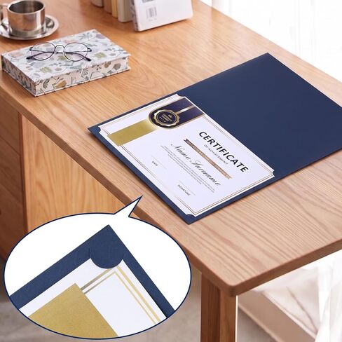 72 Packs Certificate Covers, 250gsm Navy Blue Diploma Holders with Gold Foil Border, Suitable for Inner Pages with a Size of 8.5x11 Award Certificates, Document Papers, Paper Card Stock in Kuwait