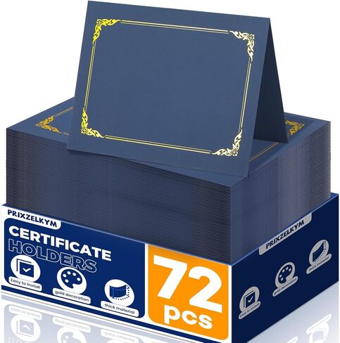 72 Packs Certificate Covers, 250gsm Navy Blue Diploma Holders with Gold Foil Border, Suitable for Inner Pages with a Size of 8.5x11 Award Certificates, Document Papers, Paper Card Stock in Kuwait