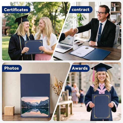 72 Packs Certificate Covers, 250gsm Navy Blue Diploma Holders with Gold Foil Border, Suitable for Inner Pages with a Size of 8.5x11 Award Certificates, Document Papers, Paper Card Stock in Kuwait