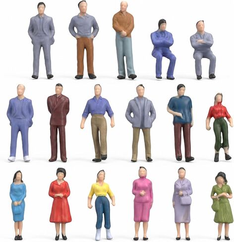 50pcs Mini People Figurines 1:50 Scale Mini Architectural Painted Figures Model Standing and Seated Passengers for O Scale Model Train Railway Layout Scenery Diorama in Kuwait