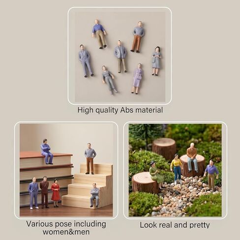50pcs Mini People Figurines 1:50 Scale Mini Architectural Painted Figures Model Standing and Seated Passengers for O Scale Model Train Railway Layout Scenery Diorama in Kuwait