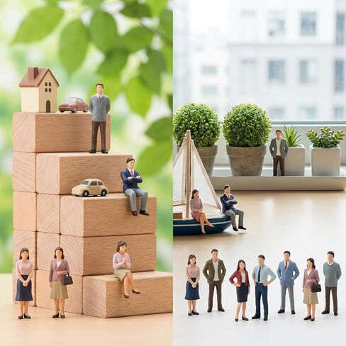 50pcs Mini People Figurines 1:50 Scale Mini Architectural Painted Figures Model Standing and Seated Passengers for O Scale Model Train Railway Layout Scenery Diorama in Kuwait
