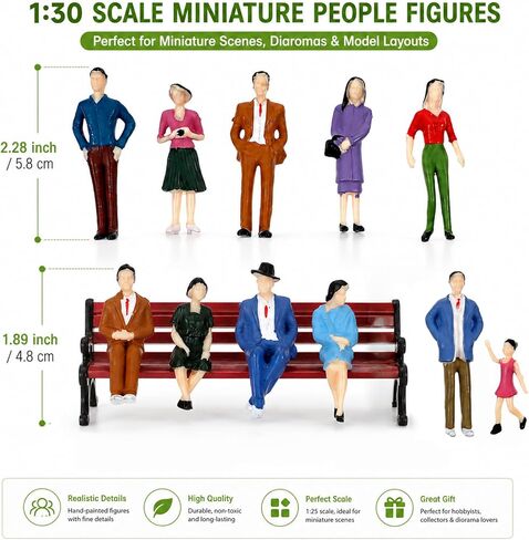 1: 30 Scale Mini People Figurines - 14pcs Sitting and Standing Miniature People Figurines Little Plastic Figurine for Miniature Scenes in Kuwait