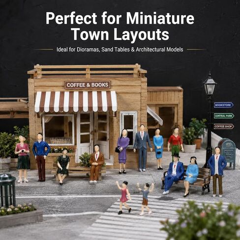 1: 30 Scale Mini People Figurines - 14pcs Sitting and Standing Miniature People Figurines Little Plastic Figurine for Miniature Scenes in Kuwait