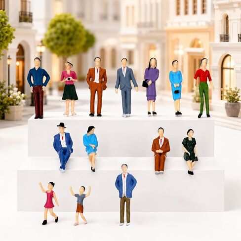 1: 30 Scale Mini People Figurines - 14pcs Sitting and Standing Miniature People Figurines Little Plastic Figurine for Miniature Scenes in Kuwait