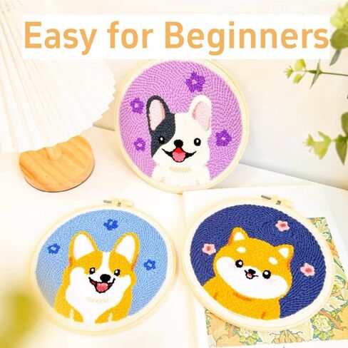 DIY Punch Needle Kits Mandala Flower Easy for Beginners Punch Needle Embroidery Set with Hoop Stamped Pattern for Craft Lovers and Home Decor-14 in Kuwait