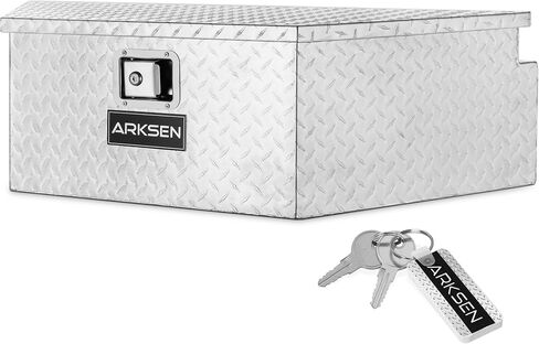 صندوق لسان مقطورة من ARKSEN مقاس 49 بوصة من الألومنيوم الماسي، صندوق أدوات مقاوم للماء أسفل الشاحنة لالتقاط سرير الشاحنة، ومقطورة RV، وATV مع قفل ومفاتيح - أسود in Kuwait