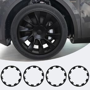 واقي حافة العجلة مقاس 20 بوصة لطراز Tesla Y ABS وغطاء إطار السيارة لحماية الإطارات وحلقات تقليم الإطارات للطراز Y والإكسسوارات الخارجية باللون الأسود غير اللامع، 4 عبوات in Kuwait