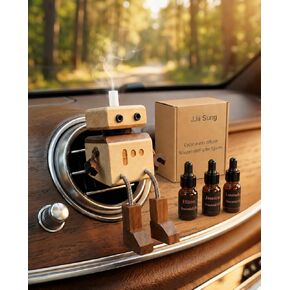Car Air Freshener Wobbly Wooden Doll – Reusable & Refillable Linden Wood Car Diffuser Ornament, Handmade Shaking Feet Dashboard Decoration, Add Any Fragrance, 3 Scents (Lavender, Hilton & Jasmine) in Saudi Arabia