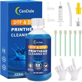 مجموعة تنظيف DTF القوية 6X من CenDale - محلول تنظيف رأس الطباعة DTF سعة 200 مل، منظف الطابعة الفوهة لجميع رؤوس الطباعة DTG بما في ذلك Epson ET8550 L1800 XP600 in Kuwait