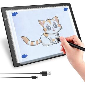UUCOLOR صندوق إضاءة LED A4 لوحة رسم لوحة رسم ماسية صندوق إضاءة مع 3 وسادات إضاءة LED قابلة للتعديل للرسم وعرض الأشعة السينية، رفيع للغاية، طاقة بواسطة كابل من النوع C in Kuwait