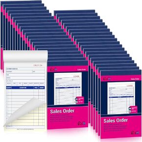 40 Pack Sales Order Book Bulk, 2-Part Carbonless Receipt Form Invoice, White/Yellow, 3-11/32x5-5/8 lnches, General Purpose Sales Book for Small Businesses and Service Providers, 40 Sets per Book in Kuwait