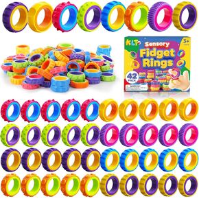 Fidget Toys Kids Sensory Rings: 24 Pack Texture Finger Spinner- Quiet Fidgets for Classroom Prizes - Sensory Toys for Autism Stress Relief - Bulk Party Favors Goodie Bag Stuffers for Kids in Saudi Arabia