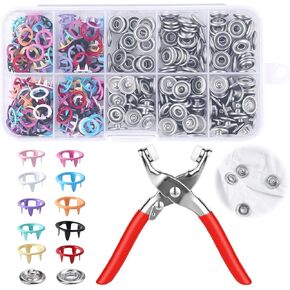 Sewing Kit with 100PCS Metal Buttons,Metal Snap Buttons with Fastener Pliers Press Tool Kit,Prong Snap Button Kits for DIY Crafting Clothing Sewing in Kuwait