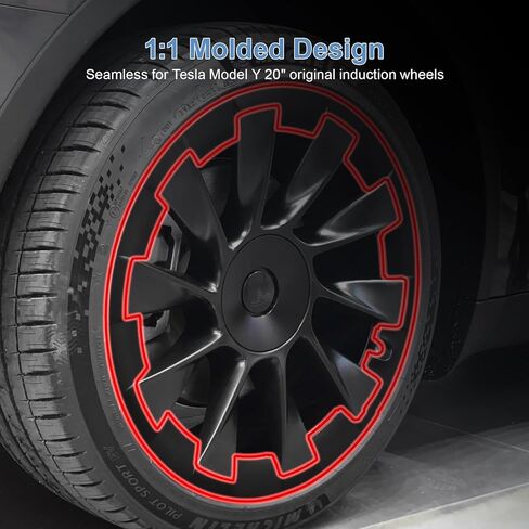 20 Inch Wheel Rim Protector for Tesla Model Y ABS Rim Guard Rim Hubcap Cover Car Protection Tire Trim Rings for Model Y Exterior Accessories Matte Black, 4 Pack in Kuwait