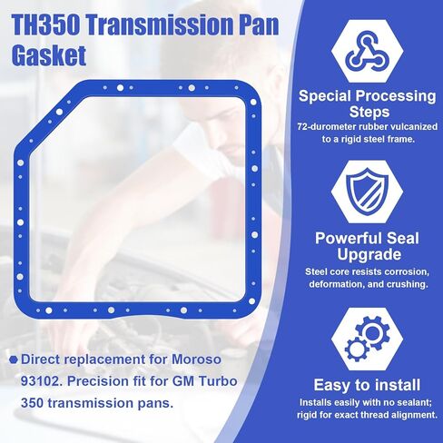 93102 حشية وعاء زيت ناقل الحركة لـ GM Turbo 350 - استبدال مباشر لموروسو 93102 - 72 مطاط مبركن بمقياس التحمل مع طبقة فولاذية 0.5 مم، سمك 3/16 بوصة in Kuwait