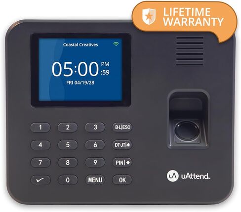 uAttend RE2000 Biometric Time Clock for Employees – Fingerprint + PIN Punching, Wi‑Fi Cloud Time & Attendance System with Offline Storage, Payroll-Ready – Small Business Time Tracking in Kuwait
