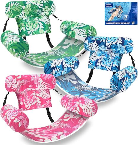 3 Pack Pool Floats Adult, Adjustable Heavy Duty Inflatable Pool Floats Chair, Portable Pool Float Lounger for Adults & Kids, Pool Floaties Noodles for Summer Pool Beach Lake Party Relaxing Fun in Kuwait