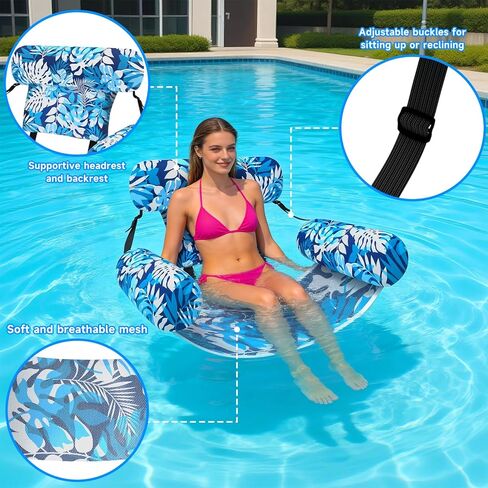 3 Pack Pool Floats Adult, Adjustable Heavy Duty Inflatable Pool Floats Chair, Portable Pool Float Lounger for Adults & Kids, Pool Floaties Noodles for Summer Pool Beach Lake Party Relaxing Fun in Kuwait