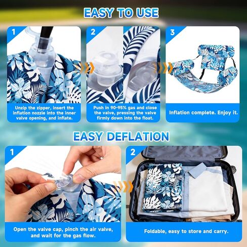 3 Pack Pool Floats Adult, Adjustable Heavy Duty Inflatable Pool Floats Chair, Portable Pool Float Lounger for Adults & Kids, Pool Floaties Noodles for Summer Pool Beach Lake Party Relaxing Fun in Kuwait