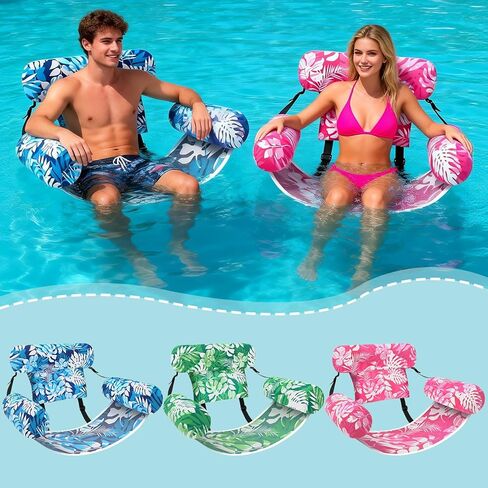 3 Pack Pool Floats Adult, Adjustable Heavy Duty Inflatable Pool Floats Chair, Portable Pool Float Lounger for Adults & Kids, Pool Floaties Noodles for Summer Pool Beach Lake Party Relaxing Fun in Kuwait