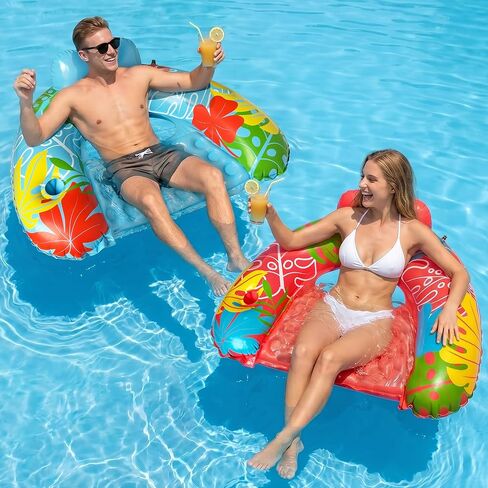 3 Pack Pool Floats Adult, SEETOHOME Inflatable Pool Float Chairs with Cup Holder, Pool Floaties for Adults, Lake Floats Perfect for Pool Lake River Beach Water Fun (Blue, Green, Pink, 3 Pack) in Kuwait